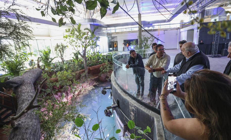Fotos da visita do secretário ao aquário em construção
