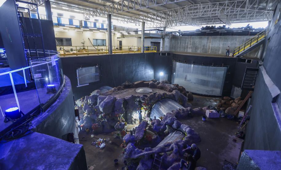 Fotos da visita do secretário ao aquário em construção
