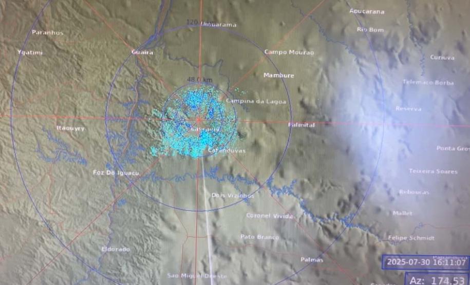 Foto de radar meteorológico do Simepar