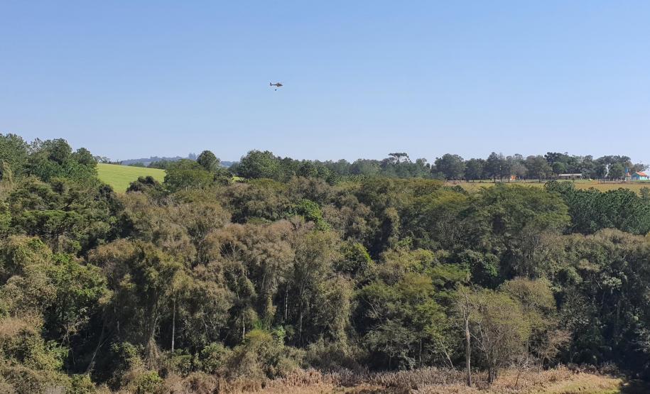 Foto de operação de queimada controlada no parque do Cerrado