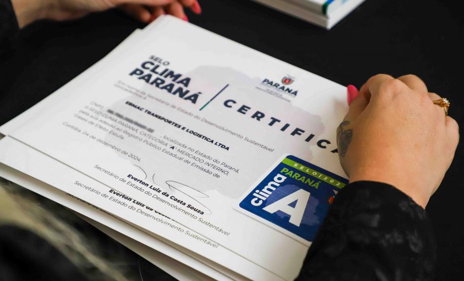 Foto do certificado Selo Clima