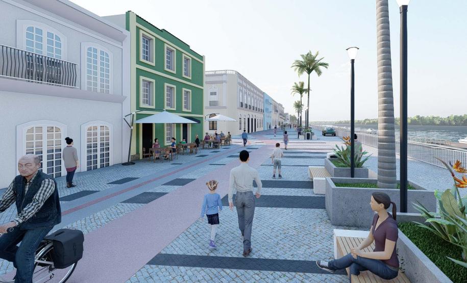 Foto do projeto da Orla Histórica de Paranaguá