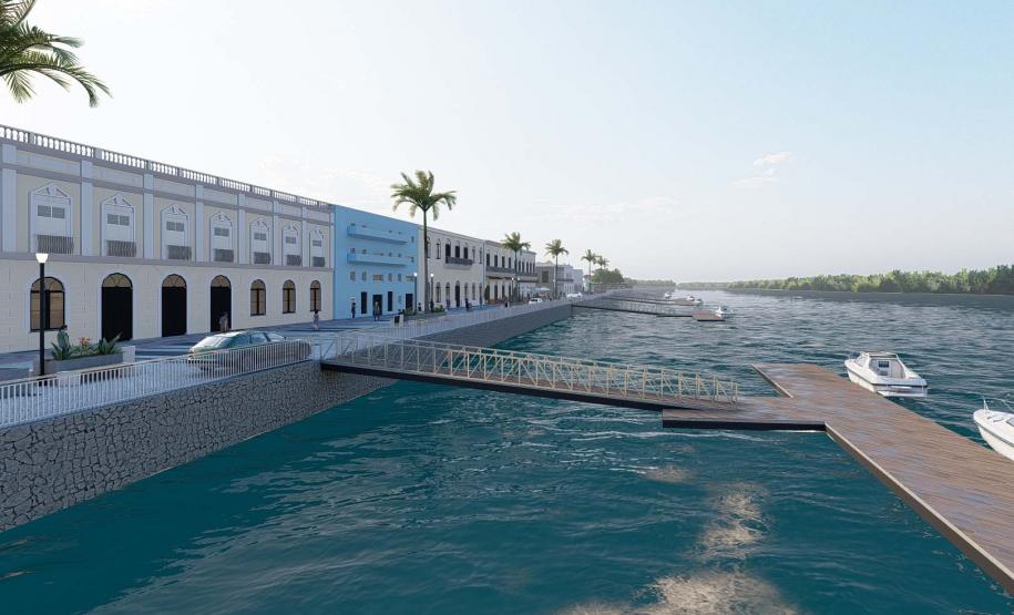 Foto do projeto da Orla Histórica de Paranaguá