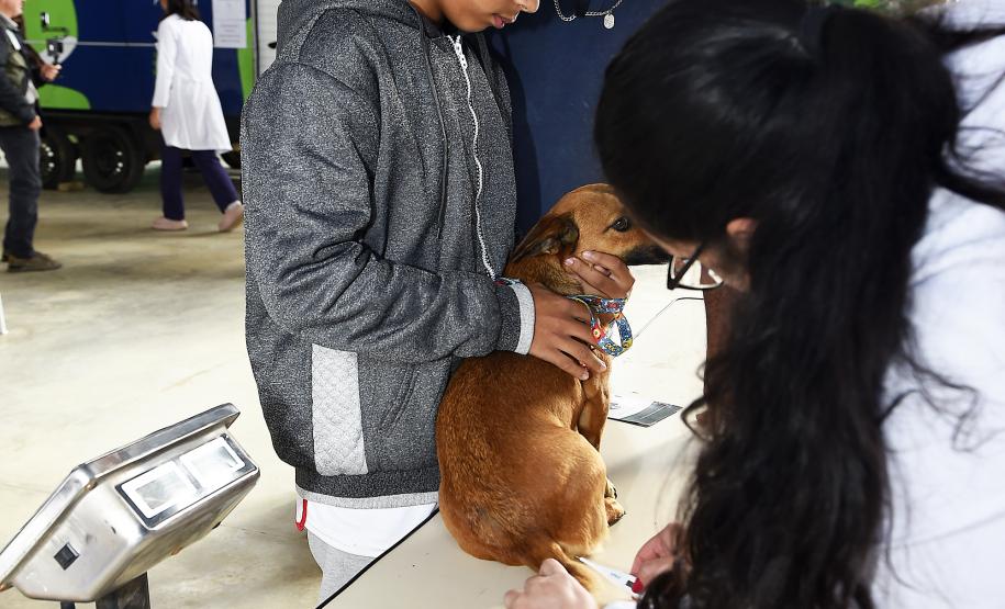 Foto de pessoas atendidas pelo Vet-móvel