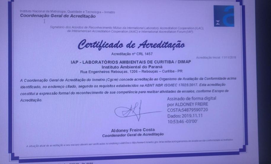 Laboratório do IAP recebe certificado do Inmetro